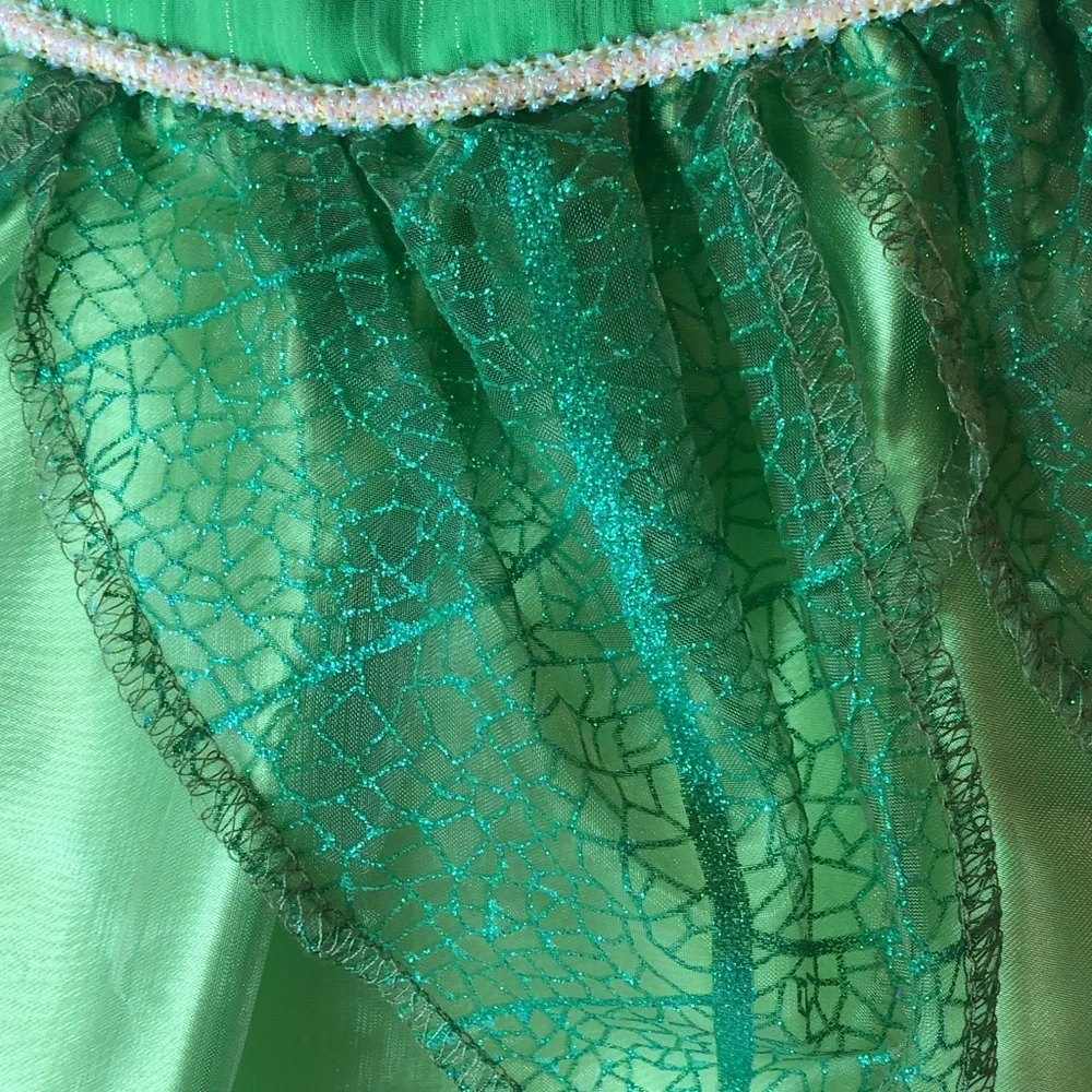 Disney Tinker Bell Lime Green Halloween Costume Dress Girls Small 4-6x NWOT